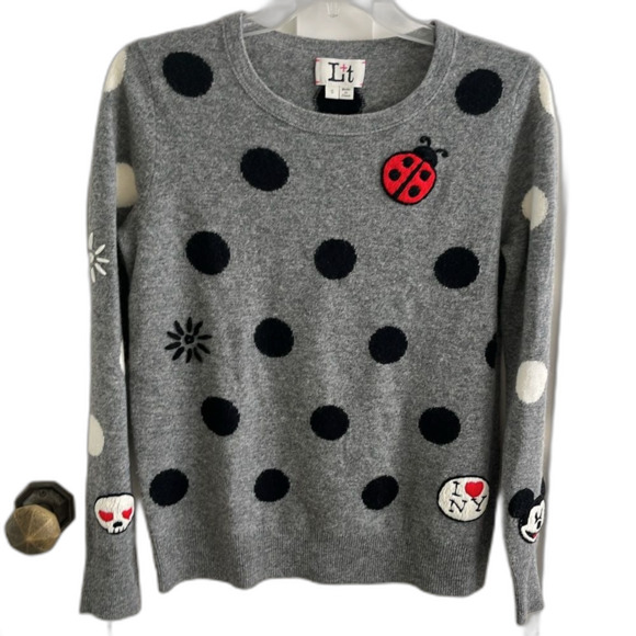 NWOT LABEL + thread L+T Cashmere Wool Mickey Mouse Polka Dot Sweater S - Picture 5 of 12
